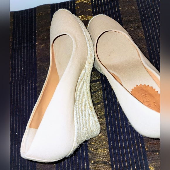 J CREW style#A1244 Espadrille Canvas Wedge Round Toe Slide On Heels Imaculate - Picture 14 of 15